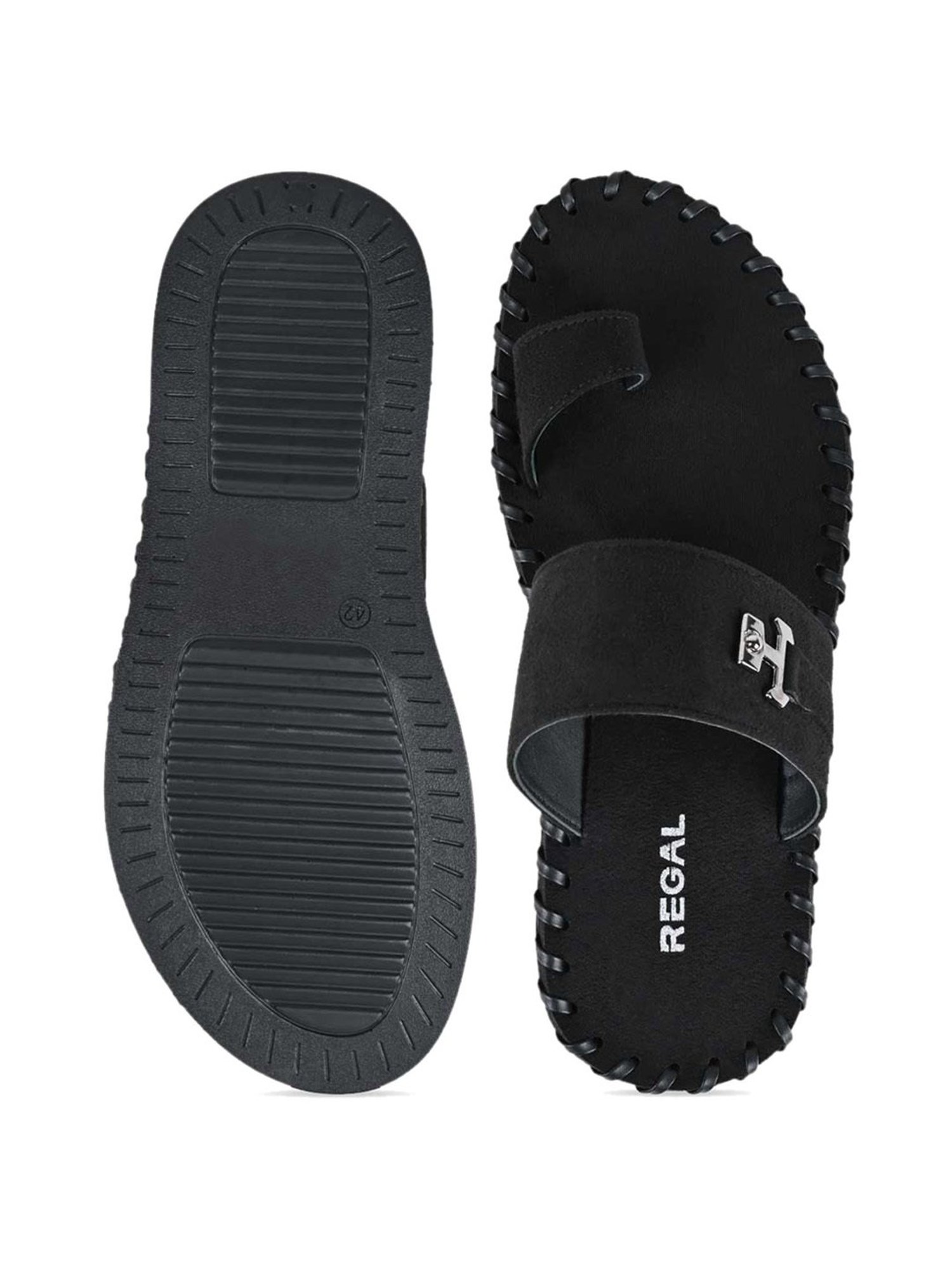 Regal Men's Black Toe Ring Sandals