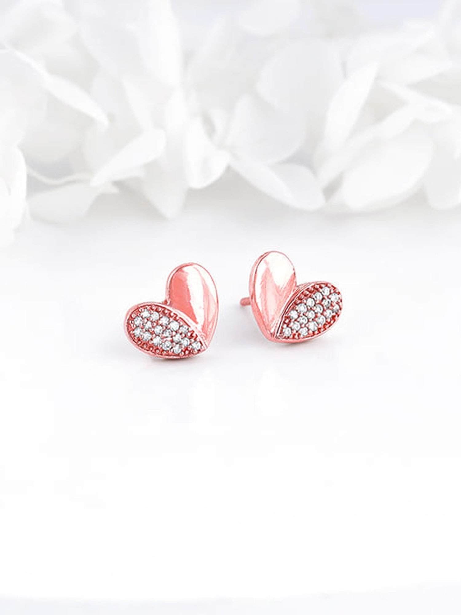 GIVA 925 Silver Rose Gold Made for Each Other Stud Earrings for Women & Girls