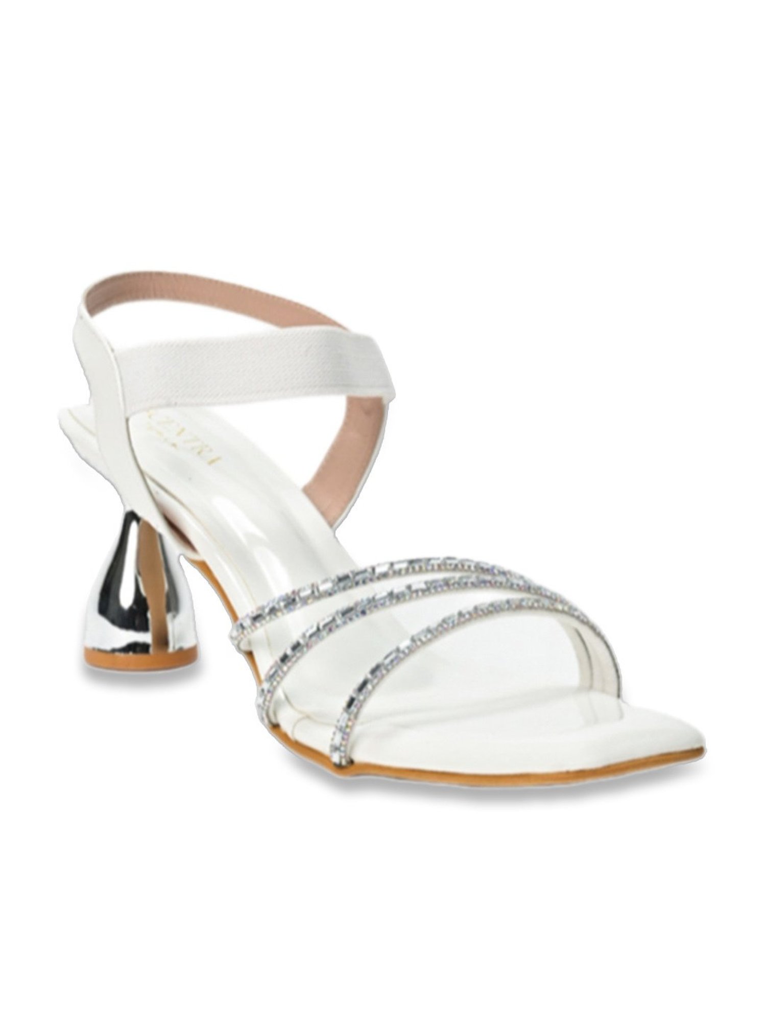 Scentra Women's White Ankle Strap Sandals