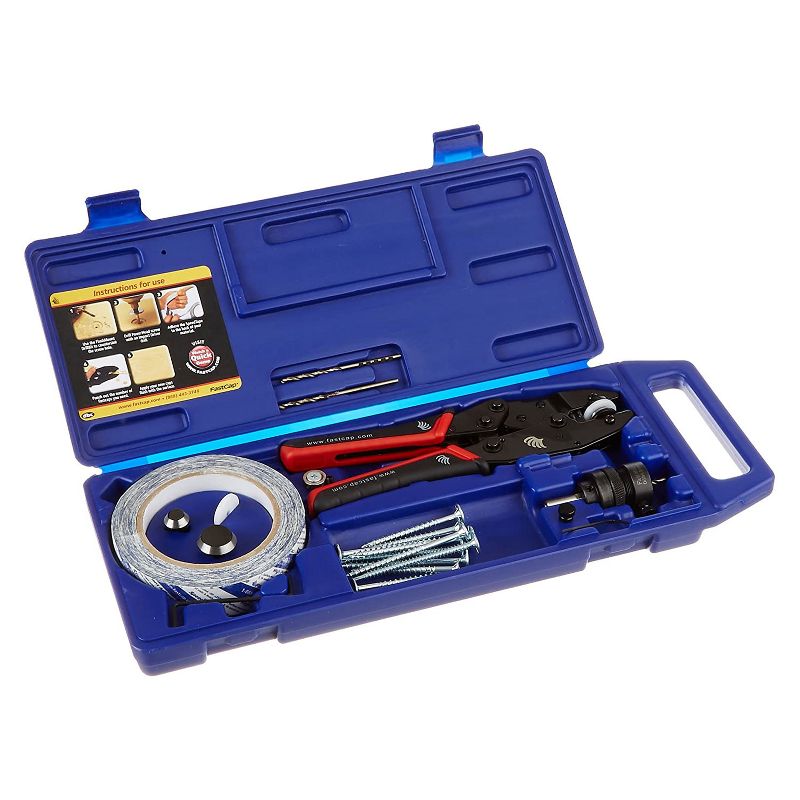 FastCap Woodworking Custom Color Hole Punch Tool Kit with SpeedTape, 3 Dies, PowerHead Screws, Flush Mount Drill Bit System, and Hard Shell Case, Blue
