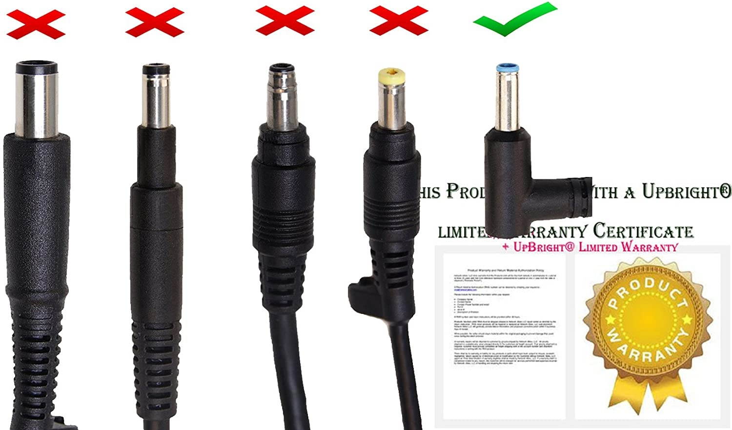 UpBright New 19.5V 3.33A 65W AC/DC Adapter Replacement for HP Stream 15-1039WM 233F 233F-100 Pavilion 11-e020au 11-e100eb 11-h011tu 11-h012tu 11-h013tu 11-2100 Laptop PC Power Supply Battery Charger