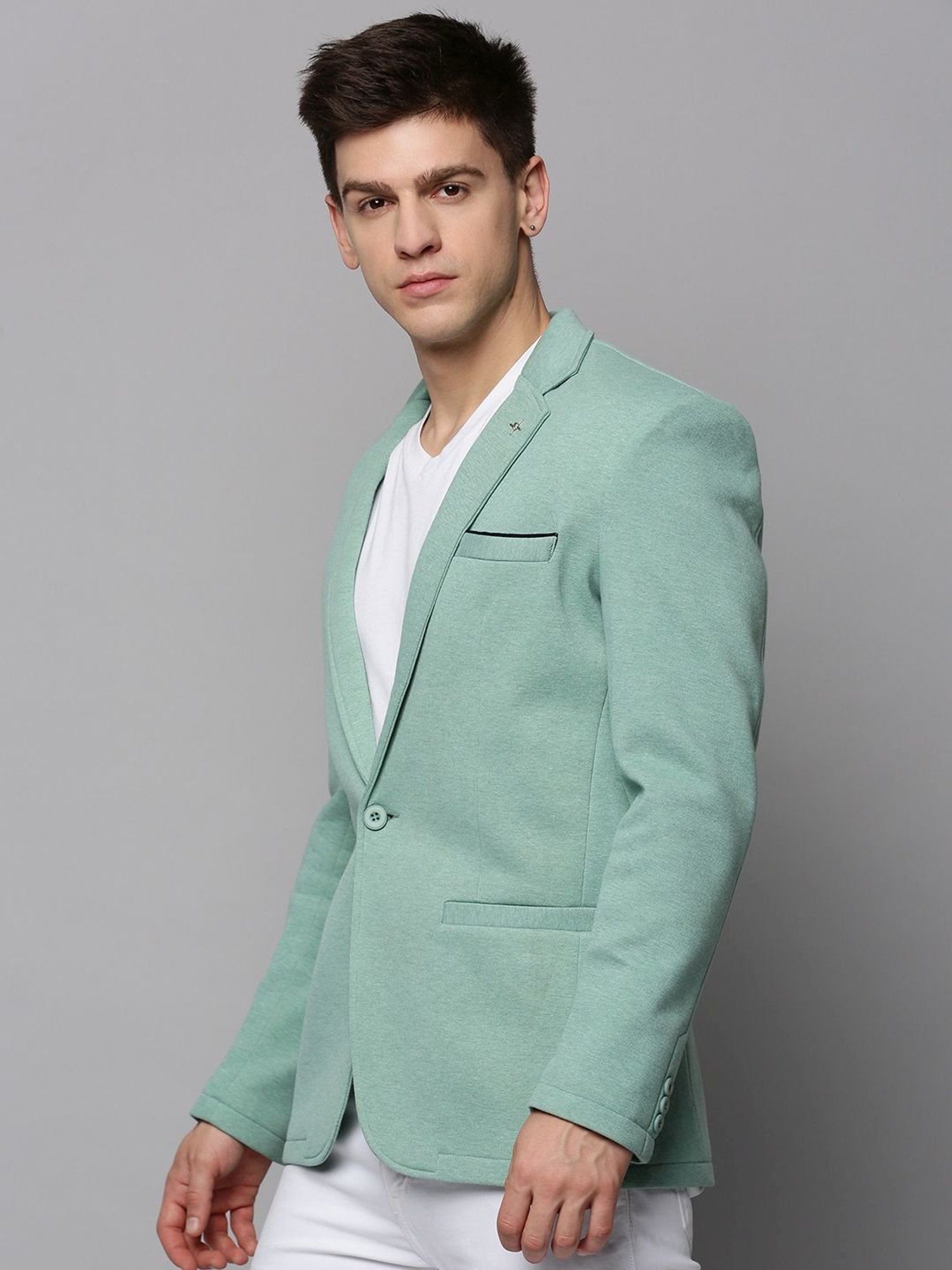 Louis Philippe Light Blue Regular Fit Blazer