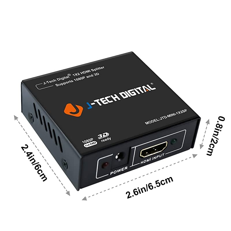 JTD-MINI-1x2SP 2 Port Powered Hdmi Super Mini Splitter for Full Hd with 3D Capability, 1X2 1080P@60HZ