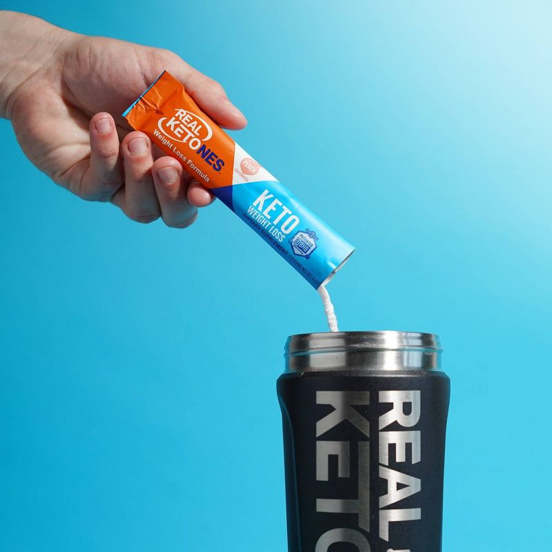 Real Ketones D-BHB Exogenous Keto Caffeinated Weight Loss Powder Sticks - Peach - 10ct