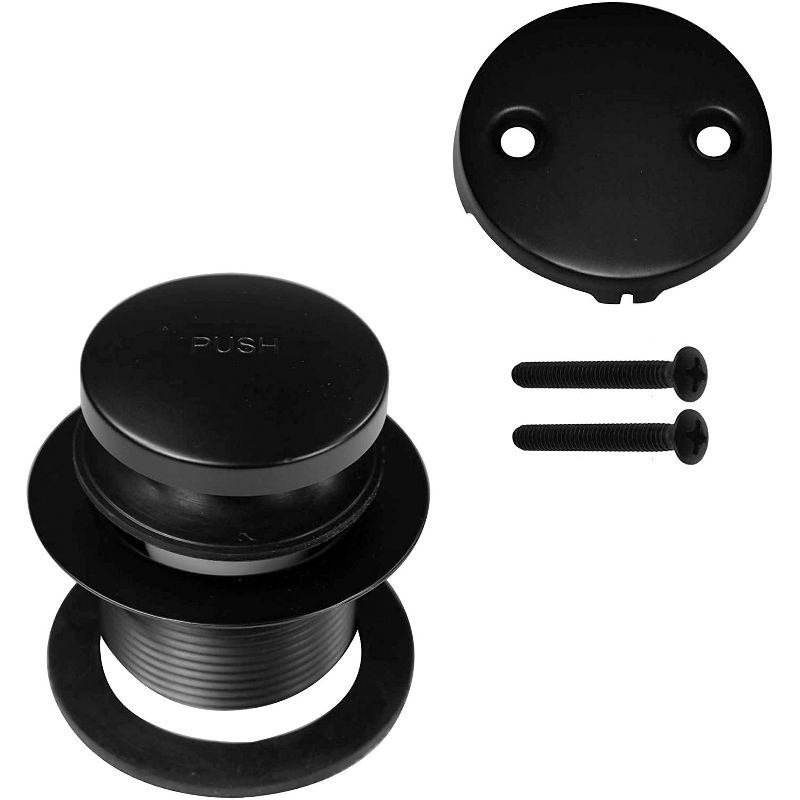 Westbrass 1.5 Inch Diameter Round Universal Tiptoe Drain Bathtub Trim Set with 2-Hole Faceplate, Matte Black (4 Pack)