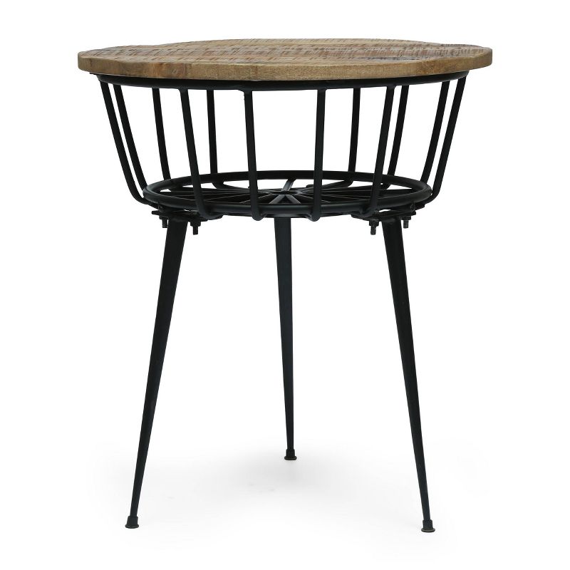Kenwood Modern Industrial Handcrafted Mango Wood Side Table Natural/Black - Christopher Knight Home