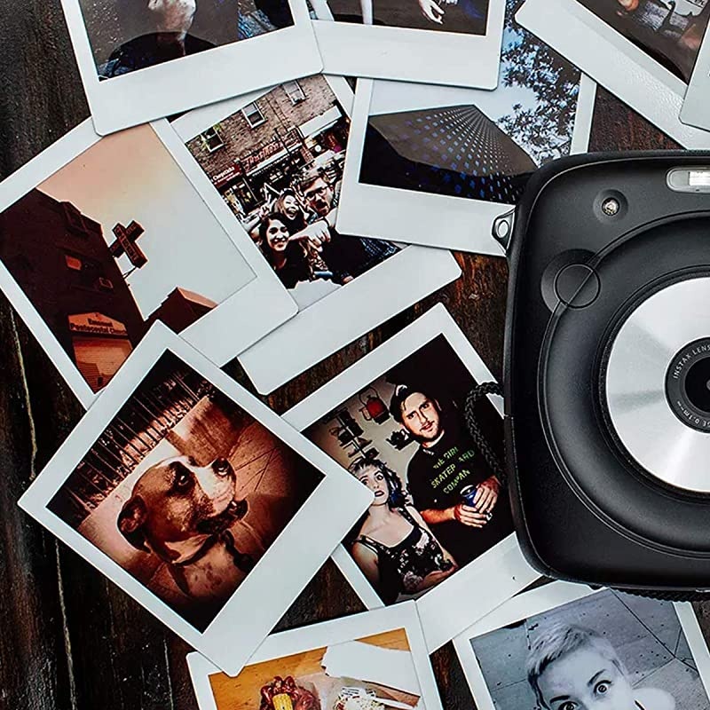instax Square Instant Film 100 Exposures Compatible with  Instax Square SQ6 SQ10 and SQ20 Instant Cameras + 5 Color Picture Frames + FiberTique Cleaning Cloth