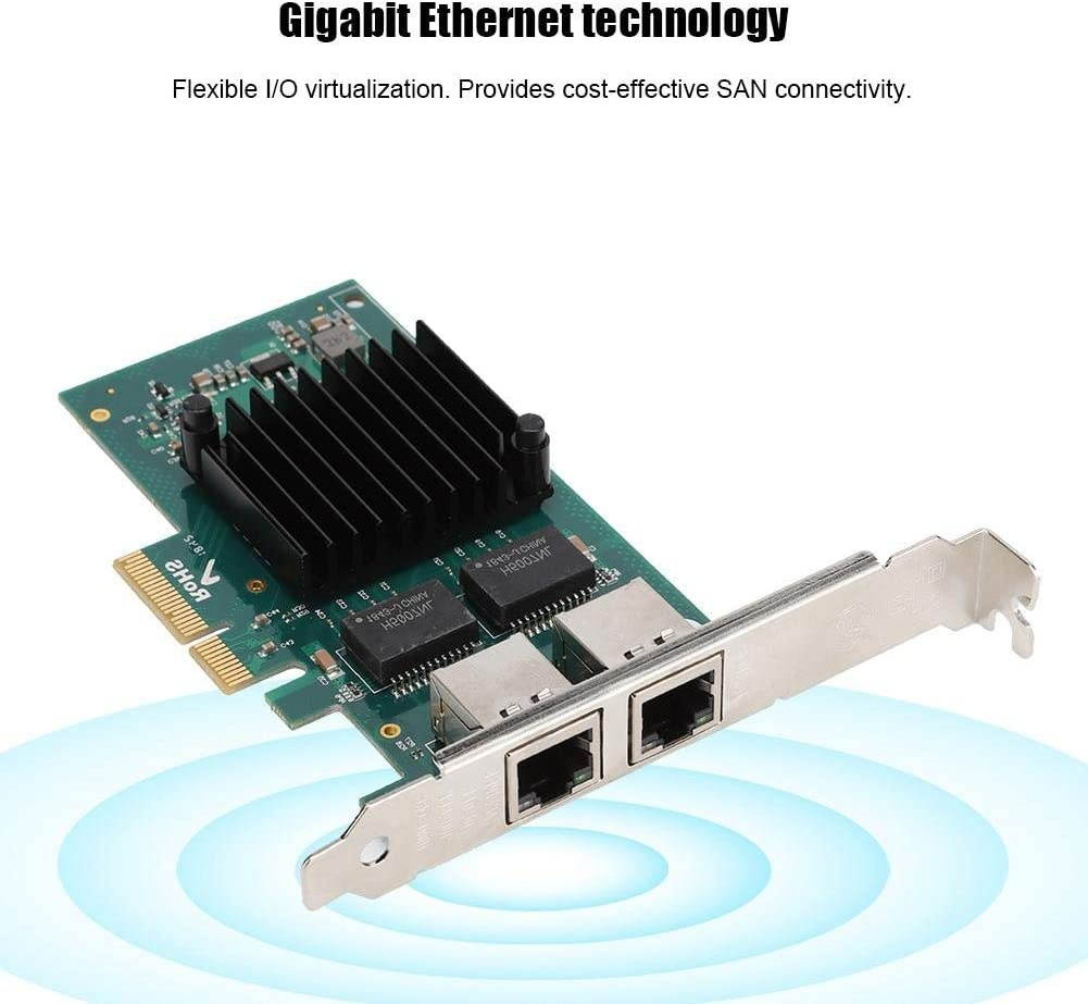 Tosuny 10/100/1000Mbps Gigabit Ethernet PCI Express Network Card, Dual Port NIC Network Interface Card for Win 7/8/8.1/10/ Server 2012/2008/2016