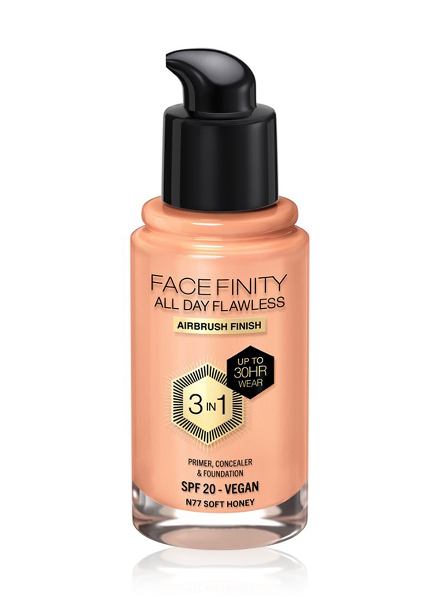 Max Factor Facefinity All Day Flawless 3 In 1 Foundation SPF 20 N77 Soft Honey - 30 ml
