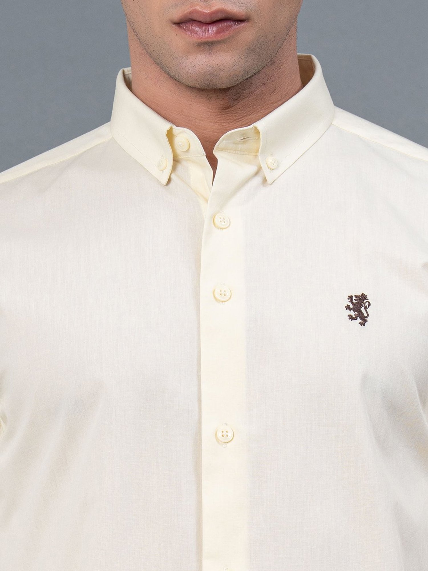 Red Tape Light Yellow Regular Fit Cotton Shirt