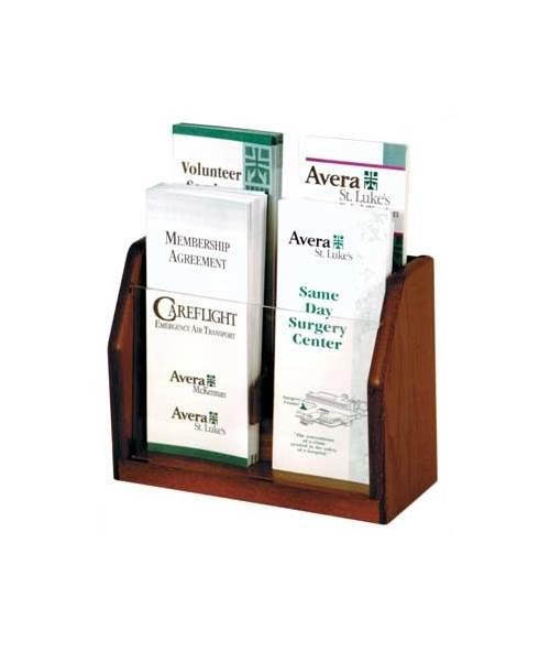 Wooden Mallet Countertop 4 Pocket Brochure Holder Display Rack Medium Oak