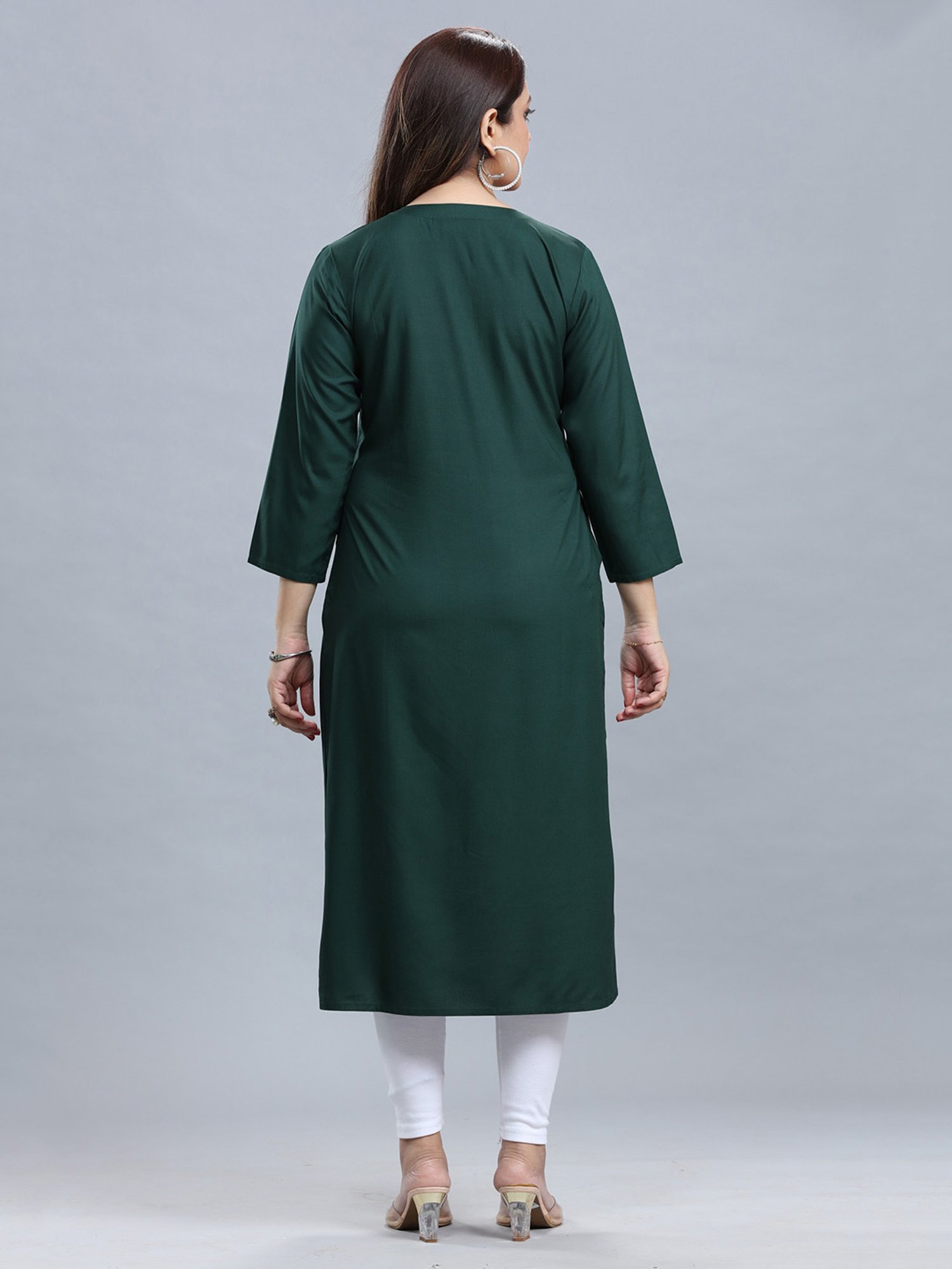 Cotton Culture Dark Green Embroidered Straight Kurta