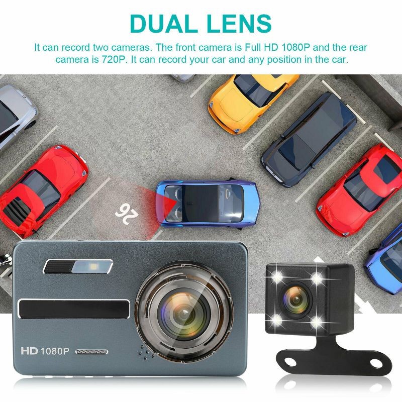 4.5" Dual Lens Front  Rear Camera Car DVR Dash Cam Video Recorder Night Vision