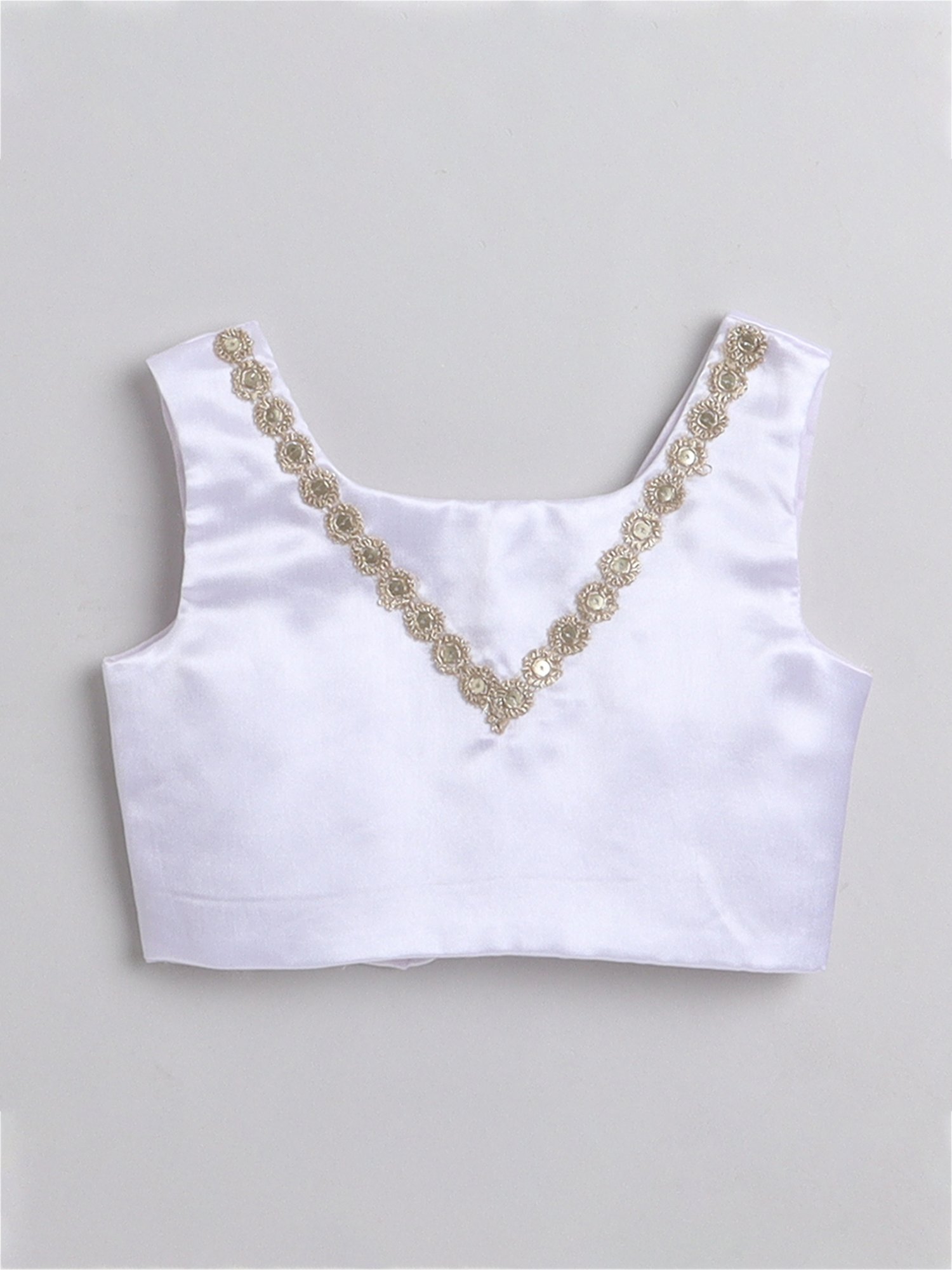 Many Frocks Kids White Embellished Lehenga, Choli with Dupatta