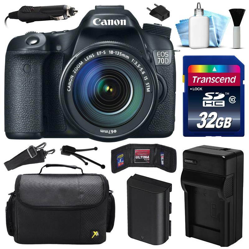 Canon EOS 70D DSLR SLR Digital Camera w/ 18-135mm STM Lens (32GB Value Bundle)