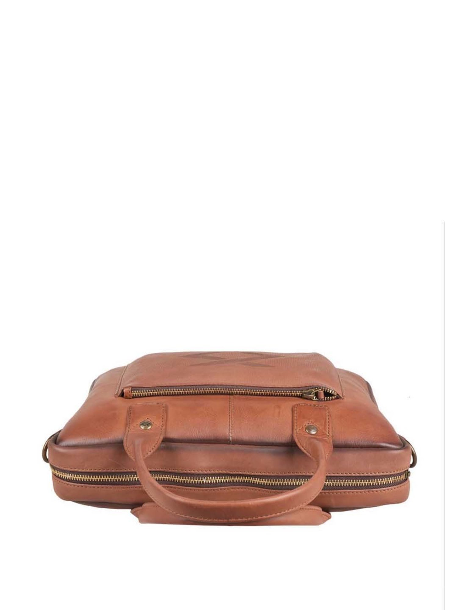 KOMPANERO Tan Leather Medium Messenger Bag