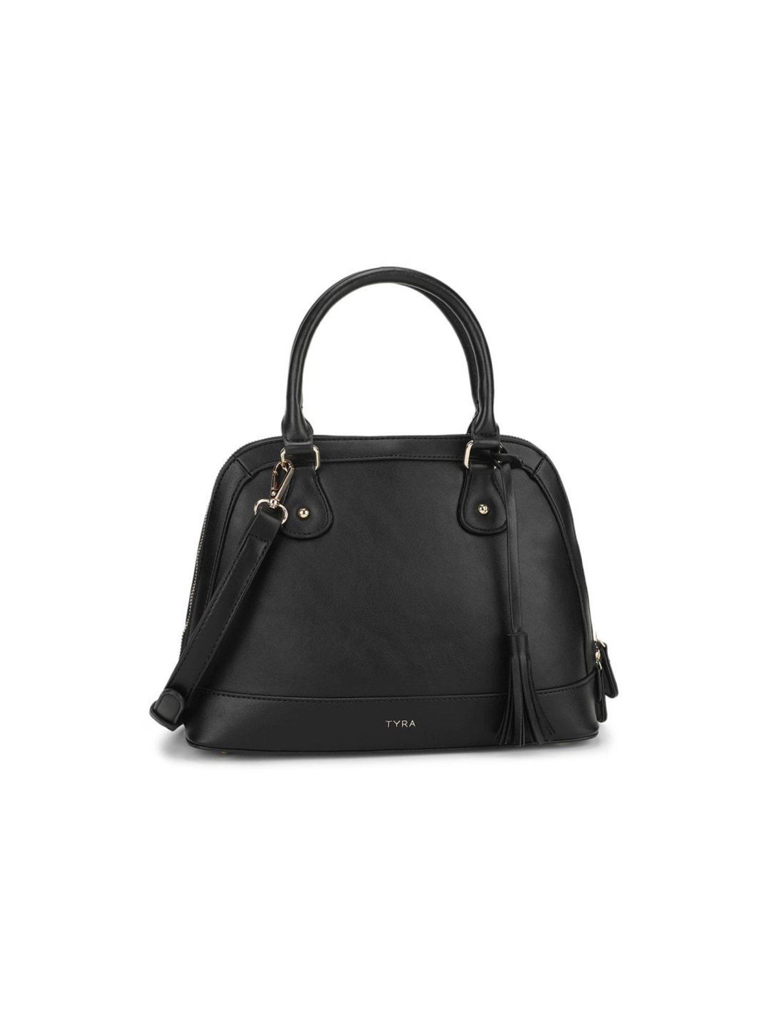 Tyra Iris Black Solid Faux Leather Handbag