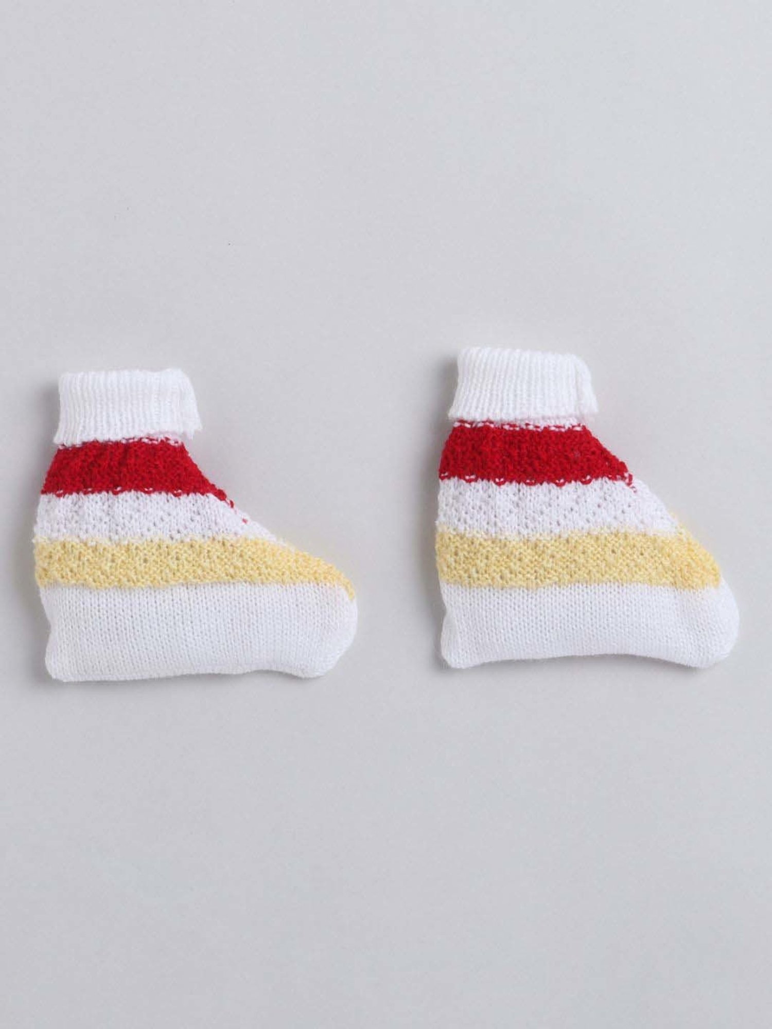 Little Angels Kids White & Red Striped Full Sleeves Sweater Set