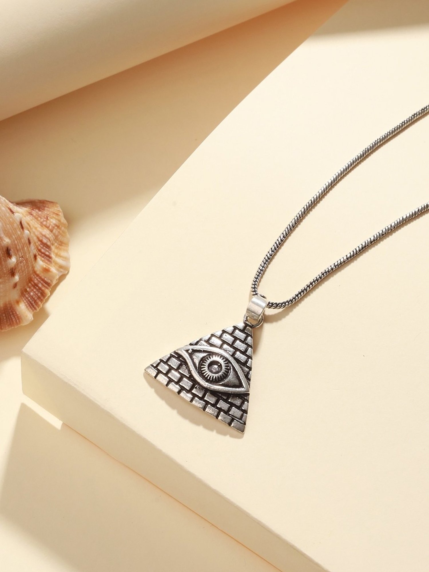 Bold by Priyaasi Triangle Eye Black Casual Pendant With Chain for Men