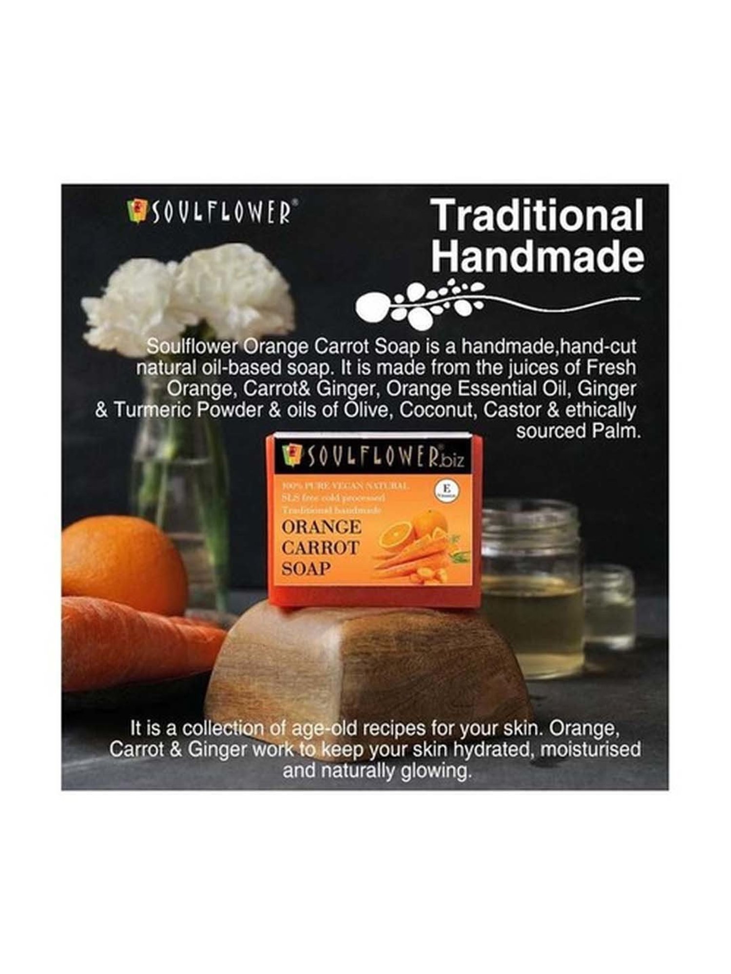 Soulflower Orange Carrot Soap - 150 gm