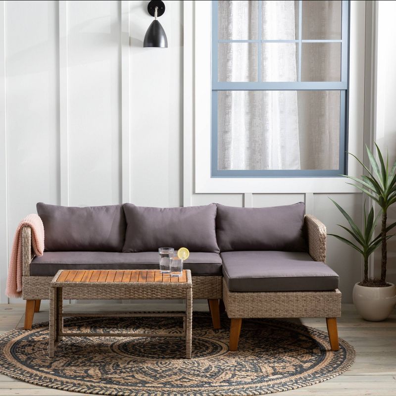 Chloe 3pc Rattan Outdoor Sectional Seating Set - Brookside Home