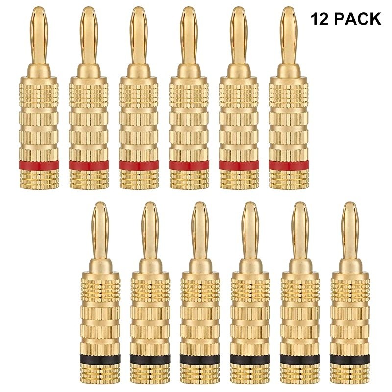 WG3333 24k Gold Plated Speaker Banana PlugsClosed Screw Type 6 Pairs 12 PLUGS