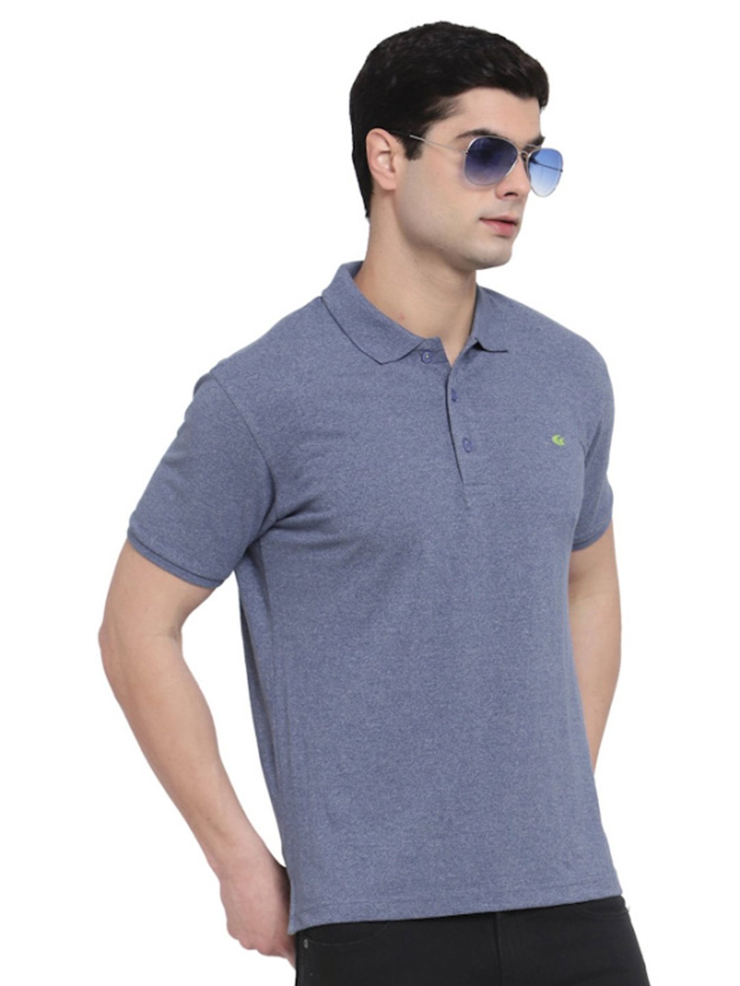 Allen Cooper Blue Cotton Regular Fit Polo T-Shirts