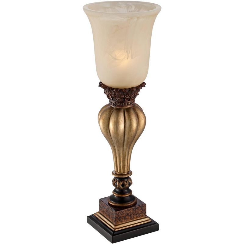 Regency Hill Sattley Alabaster Glass Gold Console Lamp Set of 2