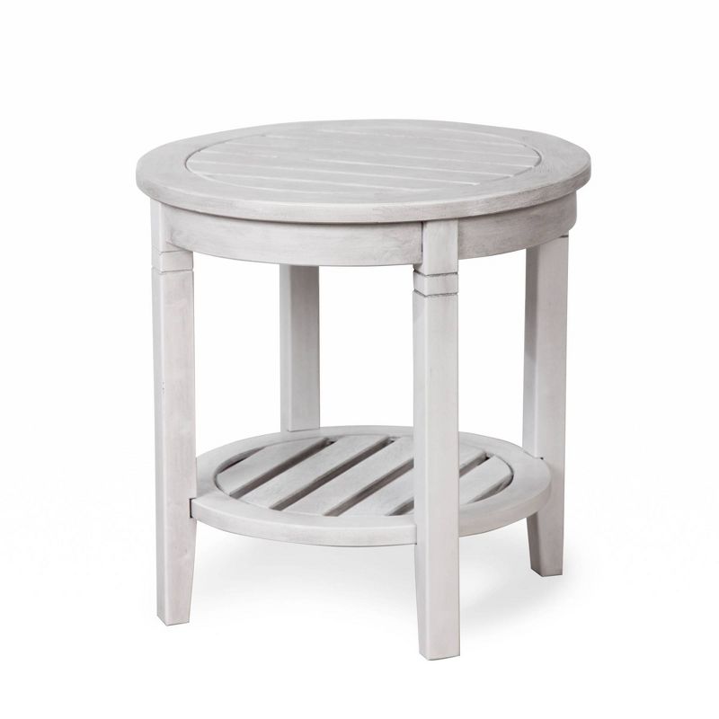 Alston Solid Wood Outdoor Side Table with Shelf - White - Cambridge Casual
