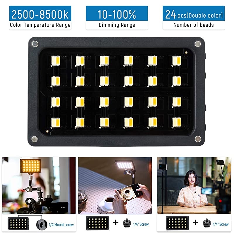 LED On Camera Video Light, Video Conference Lighting Kit with Mini Tripod, Pocket Photo Light Bi-Color 2500-8500K Panel Lights Photography Lighting for Video Recording Photoshoot Zoom Lighting