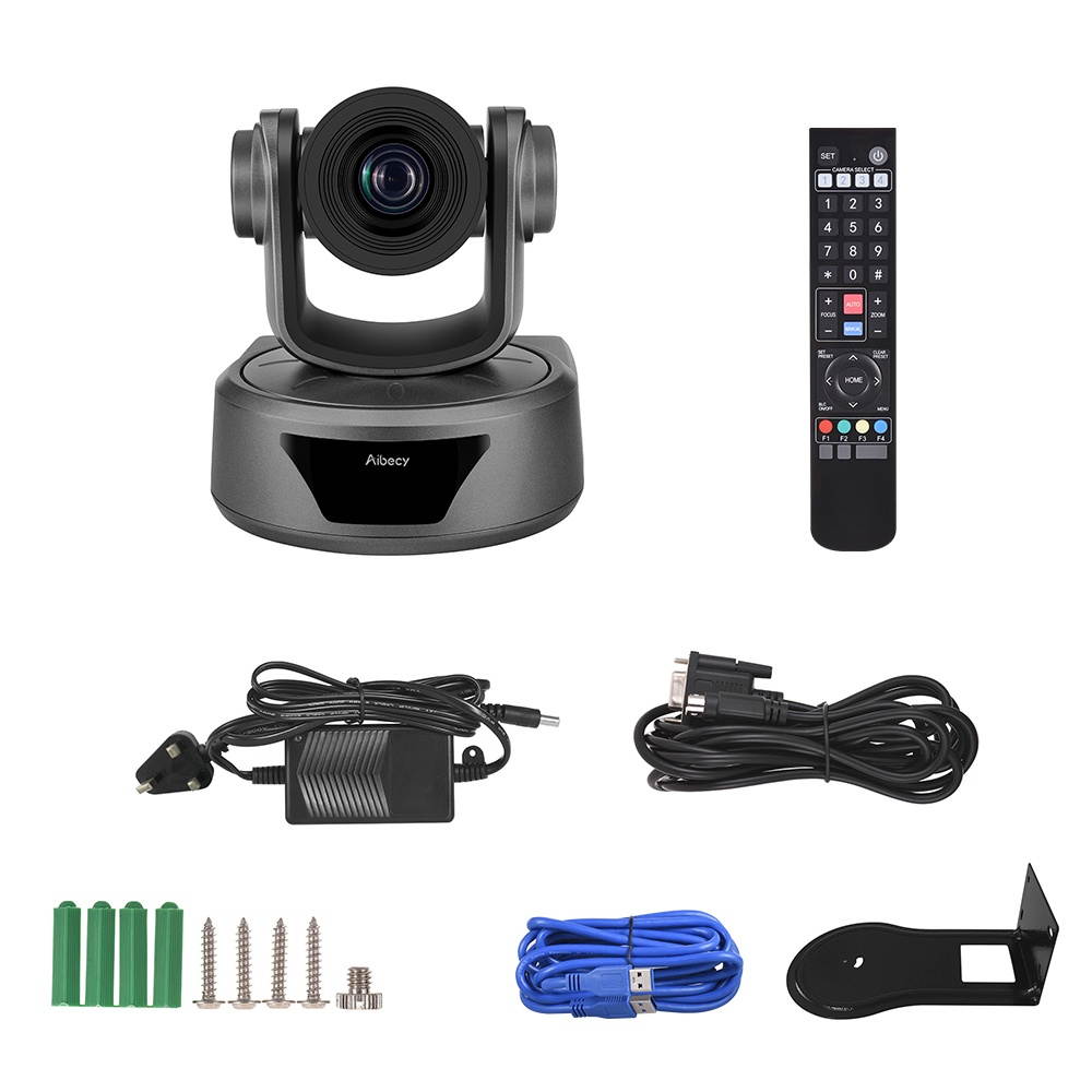 Aibecy Video Conference Camera Webcam 10X Optional Zoom Full HD 1080P Cam 52 Degree Wide Viewing Auto Focus with USB3.0 HD CVBS Interface Remote Control for Business Meetings Rooms Recording Training