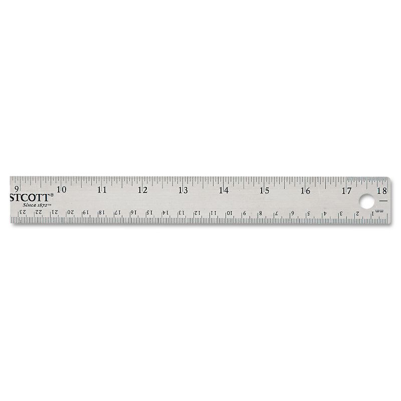 Westcott Stainless Steel Office Ruler With Non Slip Cork Base 18" 10417