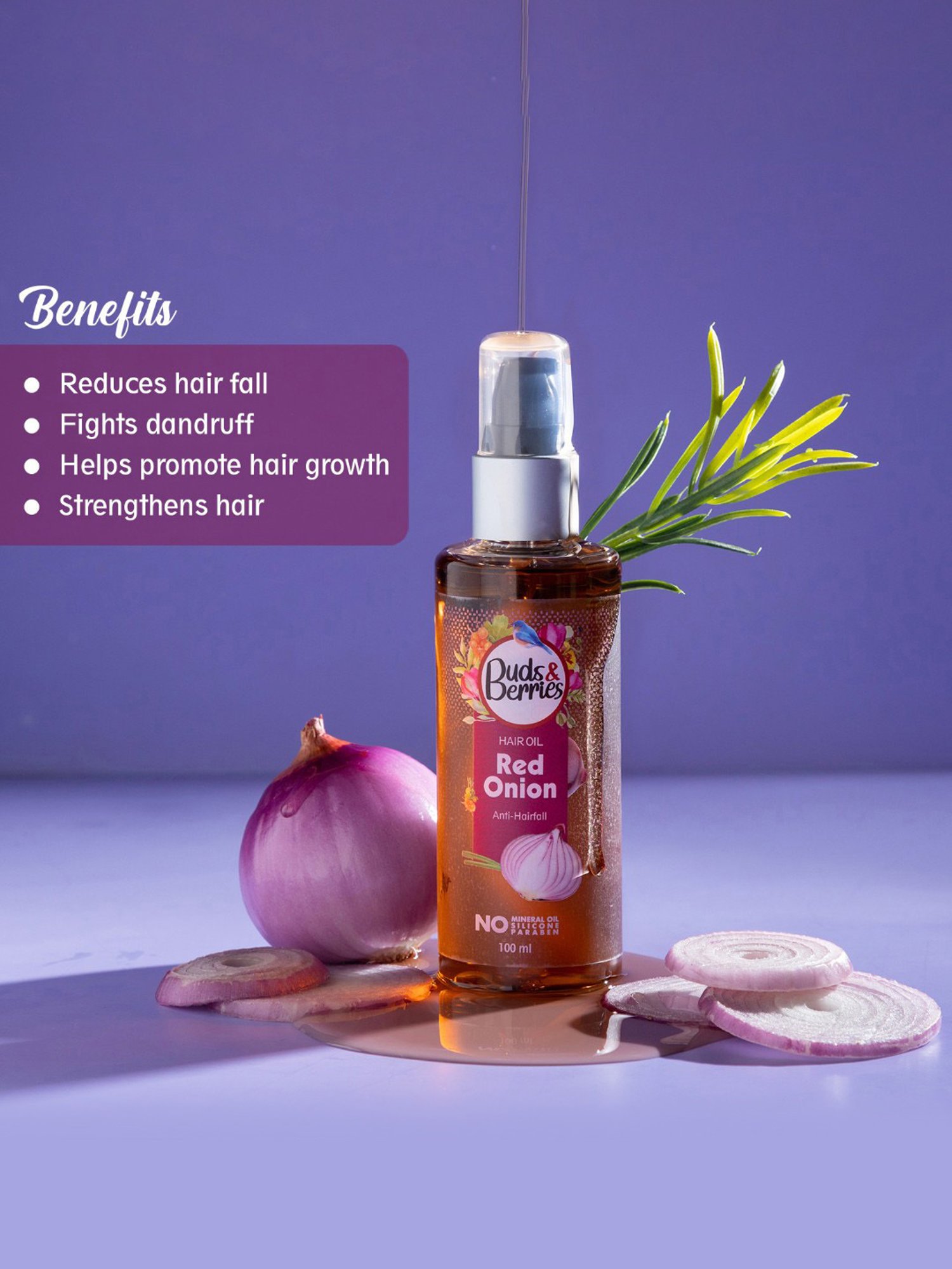 Buds & Berries Red Onion Anti-Hairfall Hair Oil - 100 ml