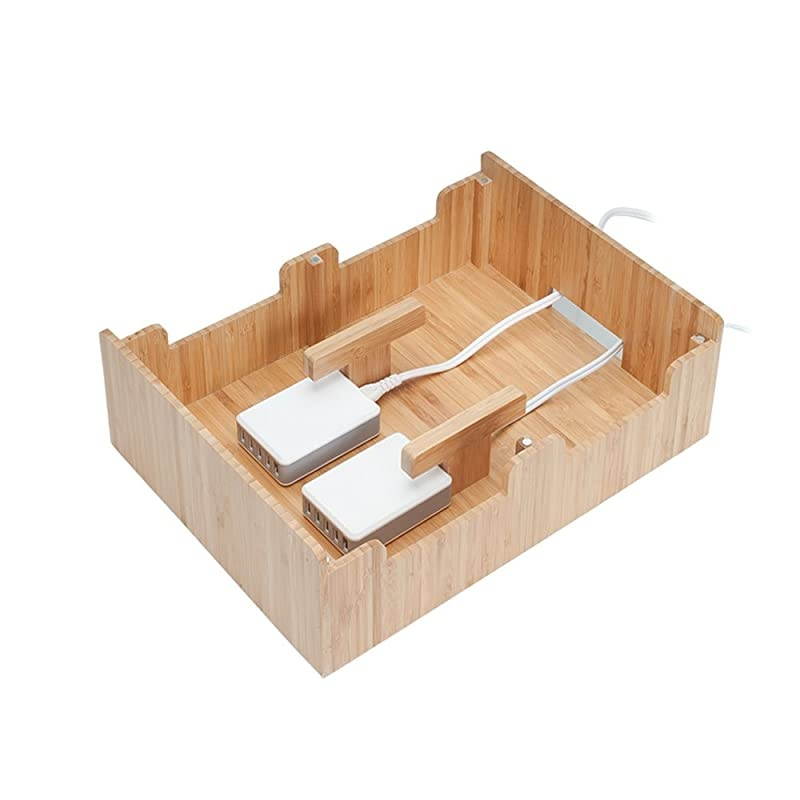 10-Port Bamboo Charging Station Includes 2 Powermod 5 USB Port Chargers for Smartphones & Tablets