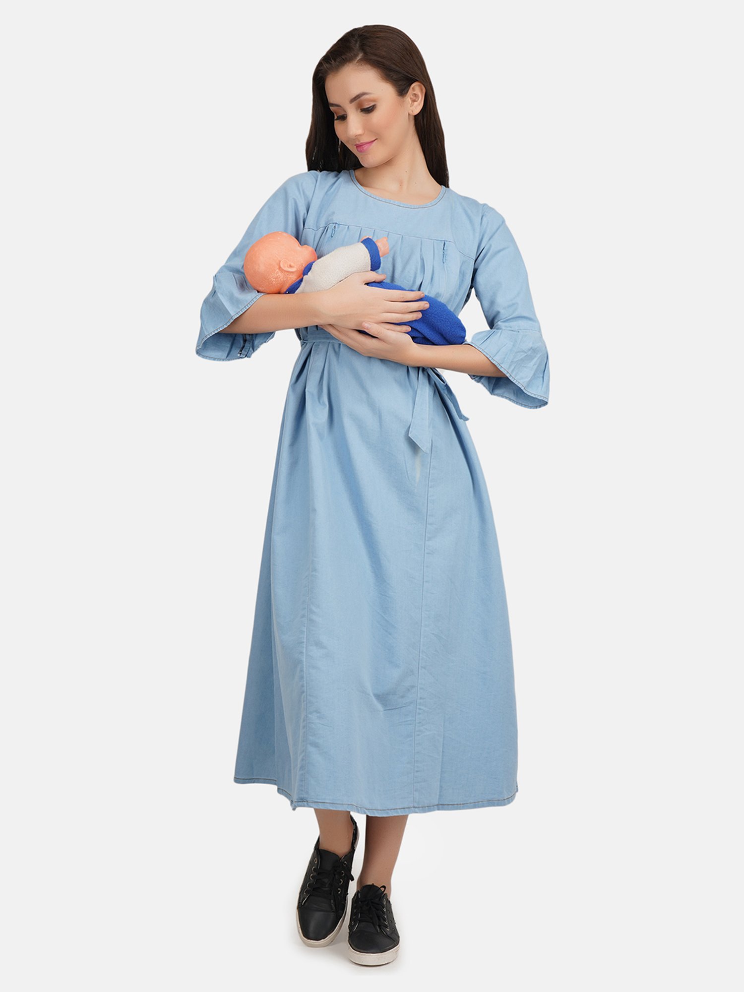 KOI SLEEPWEAR Light Blue Maternity Dress
