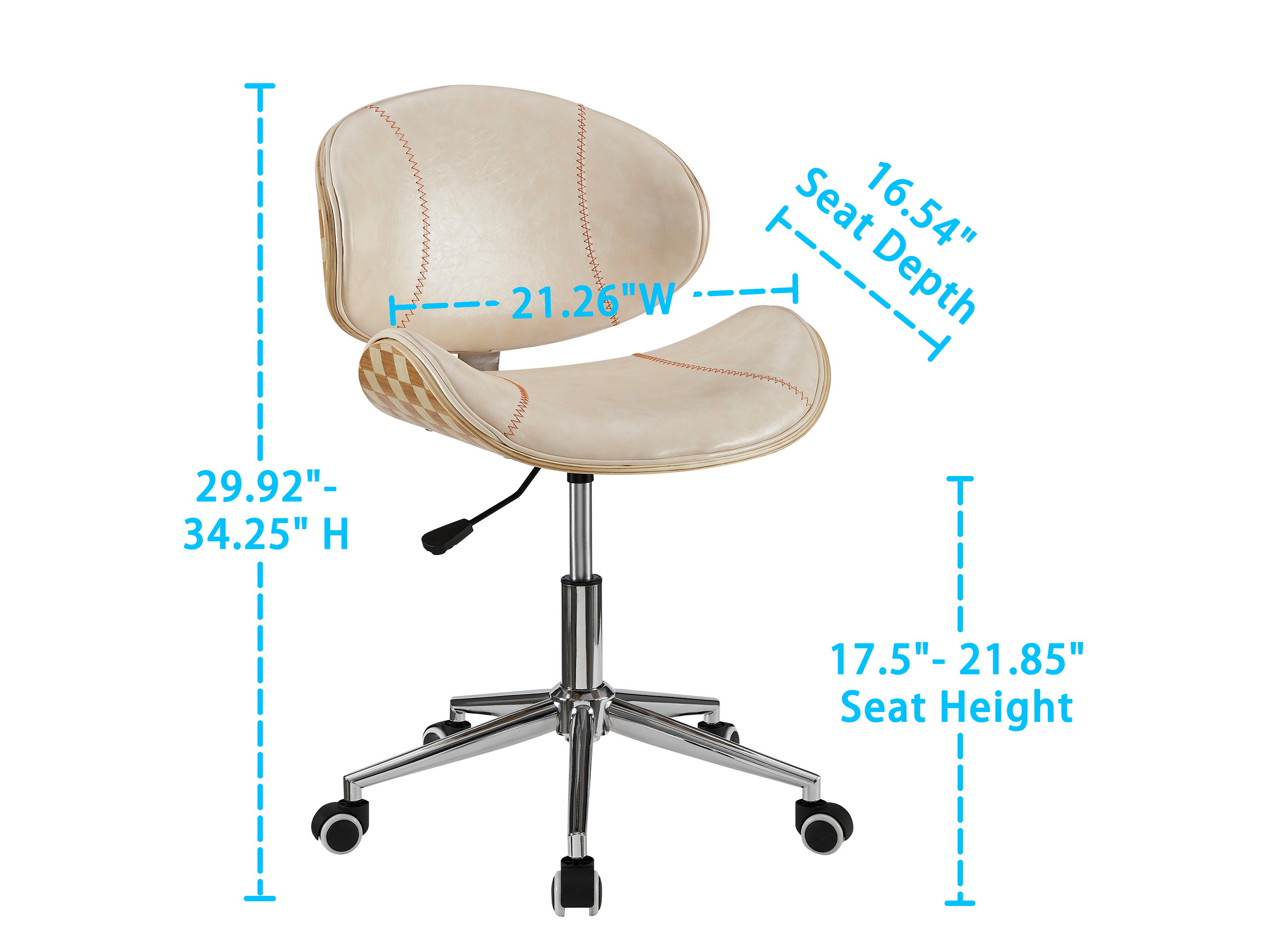 Art-Leon Faux Leather Upholstery Swivel Accent Home Office Desk Chair with 5 Casters and Unique Chess-Board Back Deco