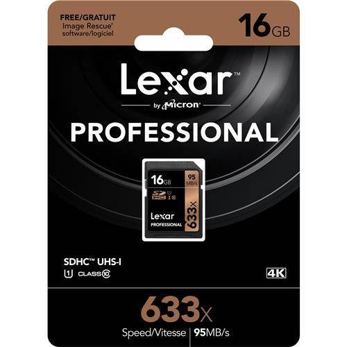 Lexar 16GB Professional Class 10 UHS-I U1 633x SDHC Memory Card #LSD16GCB1NL633