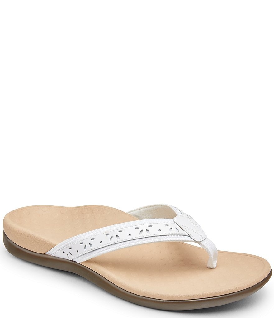 Vionic Casandra Perforated Leather Thong Sandals