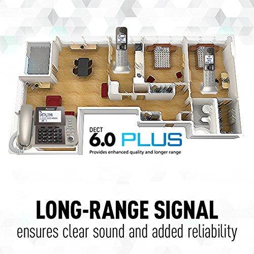 PANASONIC Corded / Cordless Phone System with Answering Machine and One Touch Call Blocking &ndash; 2 Handsets - KX-TGF352N (Champagne Gold)