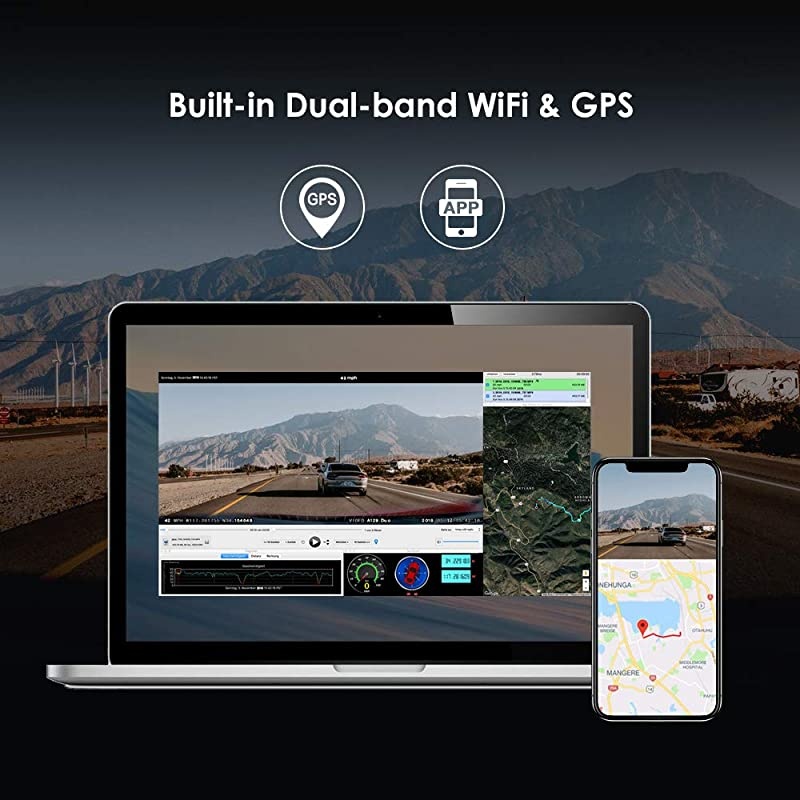 Dual Dash Cam A129 Duo Full HD 1080P Front and Rear Camera with GPS Wi-Fi Compact Design 2.0&rdquo; LCD Display 140&deg; Wide Angle, Emergency Recording, Parking mode, Super Capacitor,Motion Detection,WDR