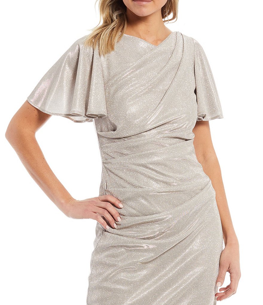 Laundry by Shelli Segal Ruffle Front Stretch Crepe Faux Wrap Dress