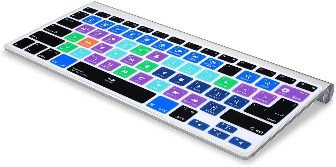 HRH Final Cut Pro X Shortcuts Hotkey Silicone Keyboard Cover Skin for MacBook Air 13,MacBook Pro13/15/17 (with or w/Out Retina Display, 2015 or Older Version)&Older iMac,USA and European Layout