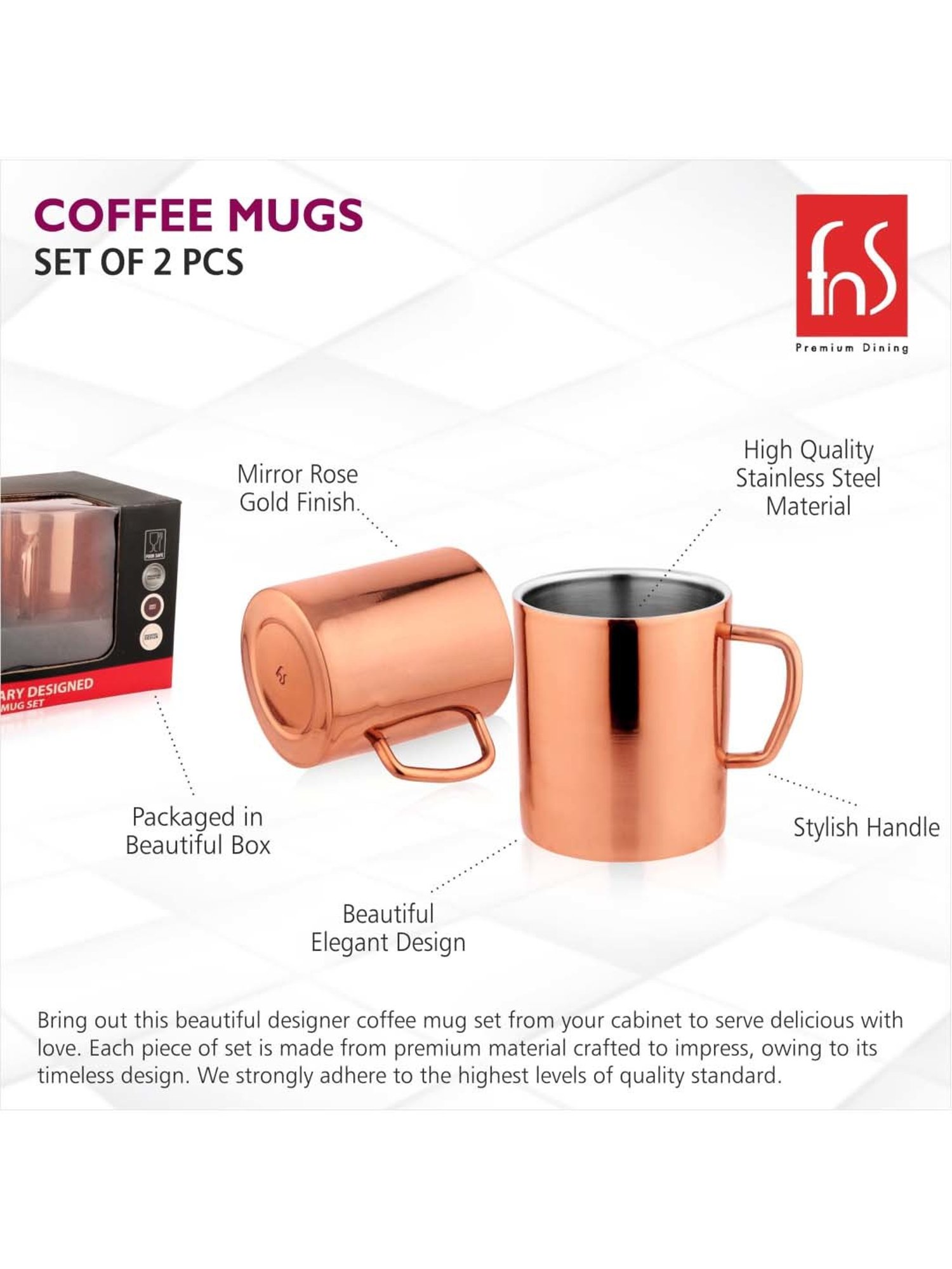 Femora Black Ceramic Coffee Mugs (0.36 L) - Set of 4