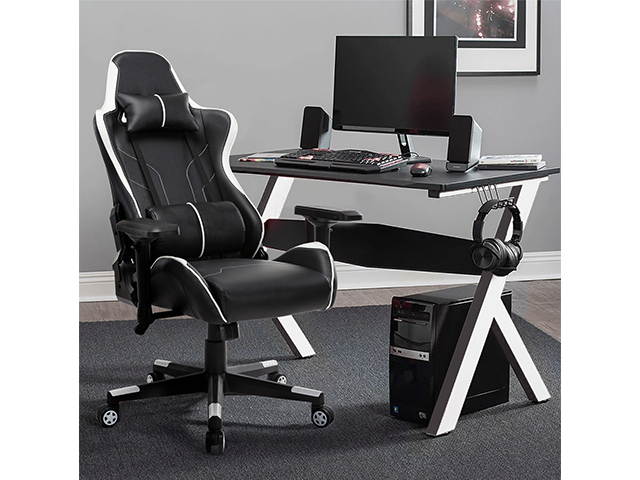 Massage Racing Chair Gaming Chair - Computer Office Adjustable Lumbar Cushion Headrest Swivel Rocking Function Desk Chair 5 Colors,Purple,GC34