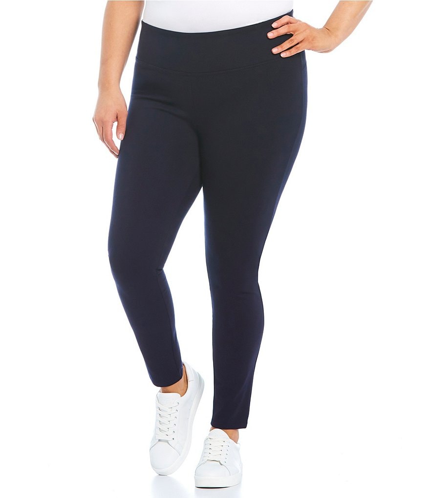 Slim Factor by Investments Plus Size Ponte Knit Wide Waistband Leggings