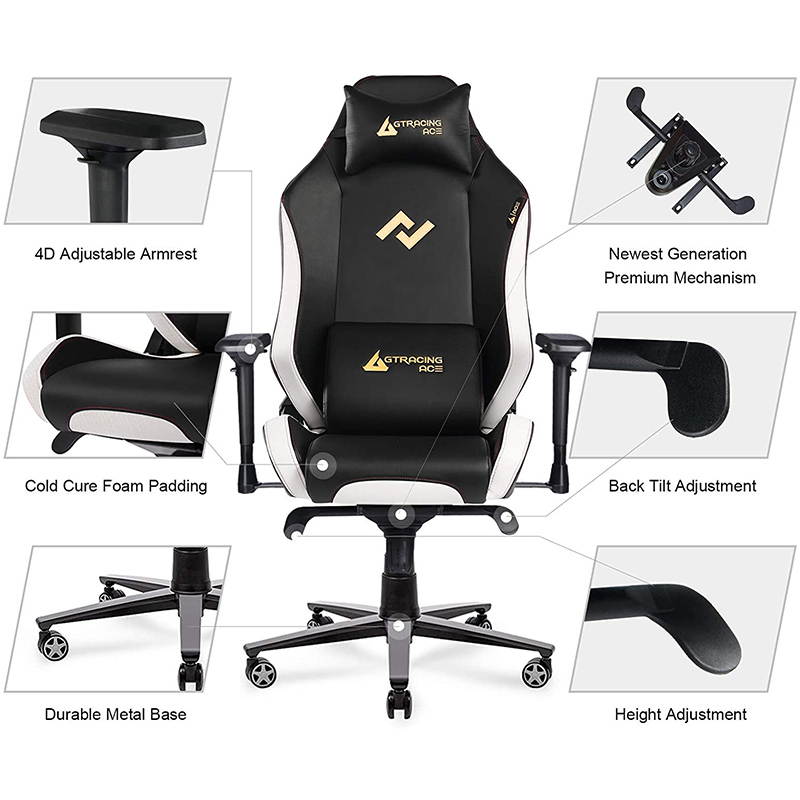 GTRACING Premium Gaming Chair Big and Tall 350lb, Ergonomic Computer Chair with Recliner, Swivel, Tilt, 4D Armrests, High Backrest, Rocker Seat Height Adjustment Mechanisms