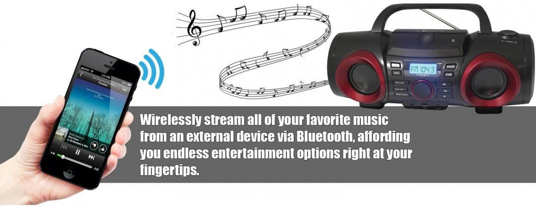 Naxa NPB-267 MP3/CD Classic Bluetooth Boom Box