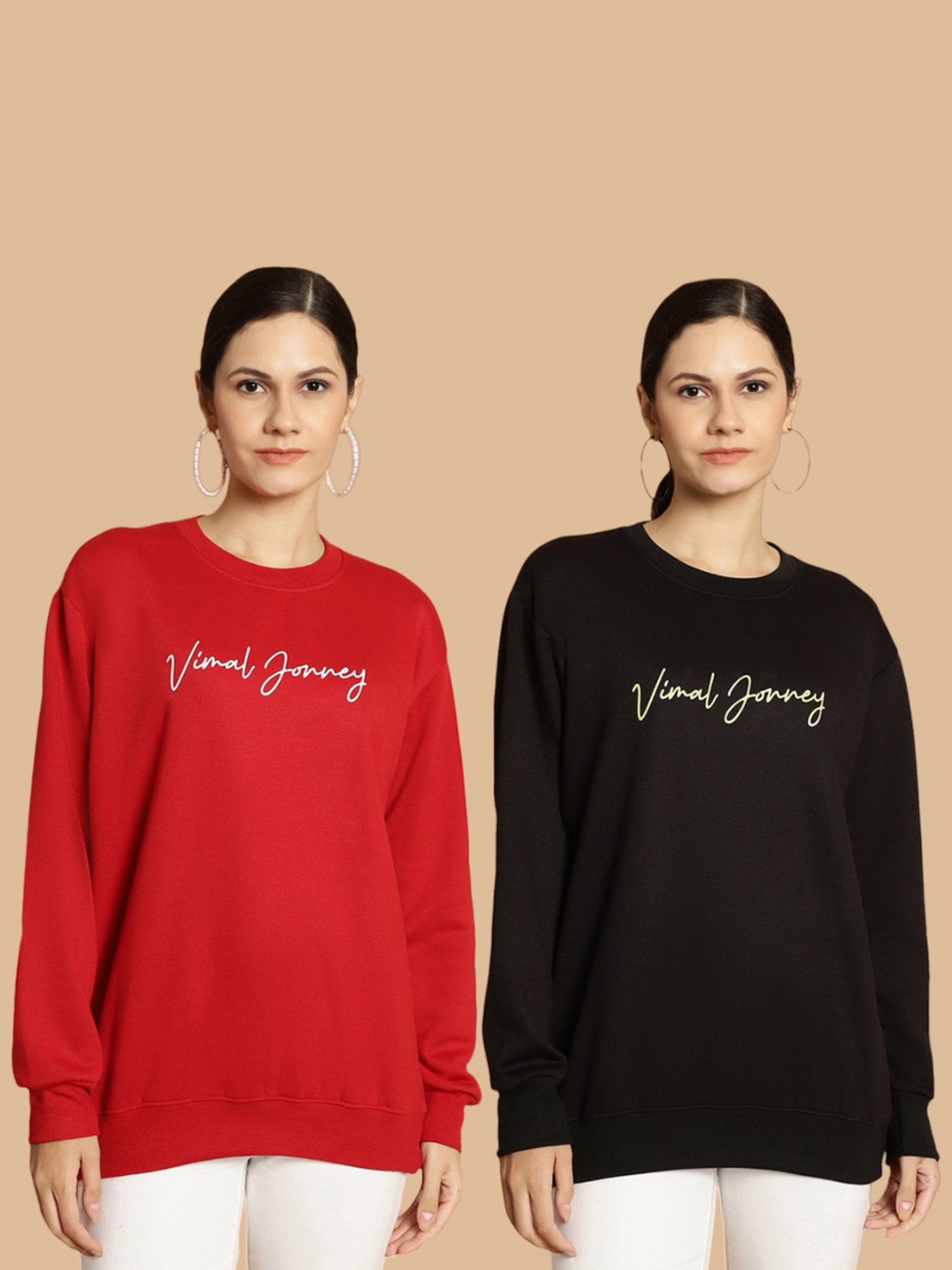 Vimal Jonney Maroon & Black Printed Sweatshirt - Pack Of 2