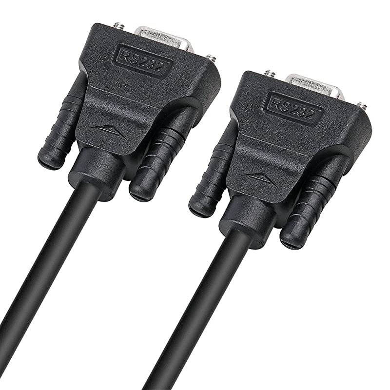 6 ft RS232 Serial Cable Female to Female 9 Pin Straight Through Black 2 Meters