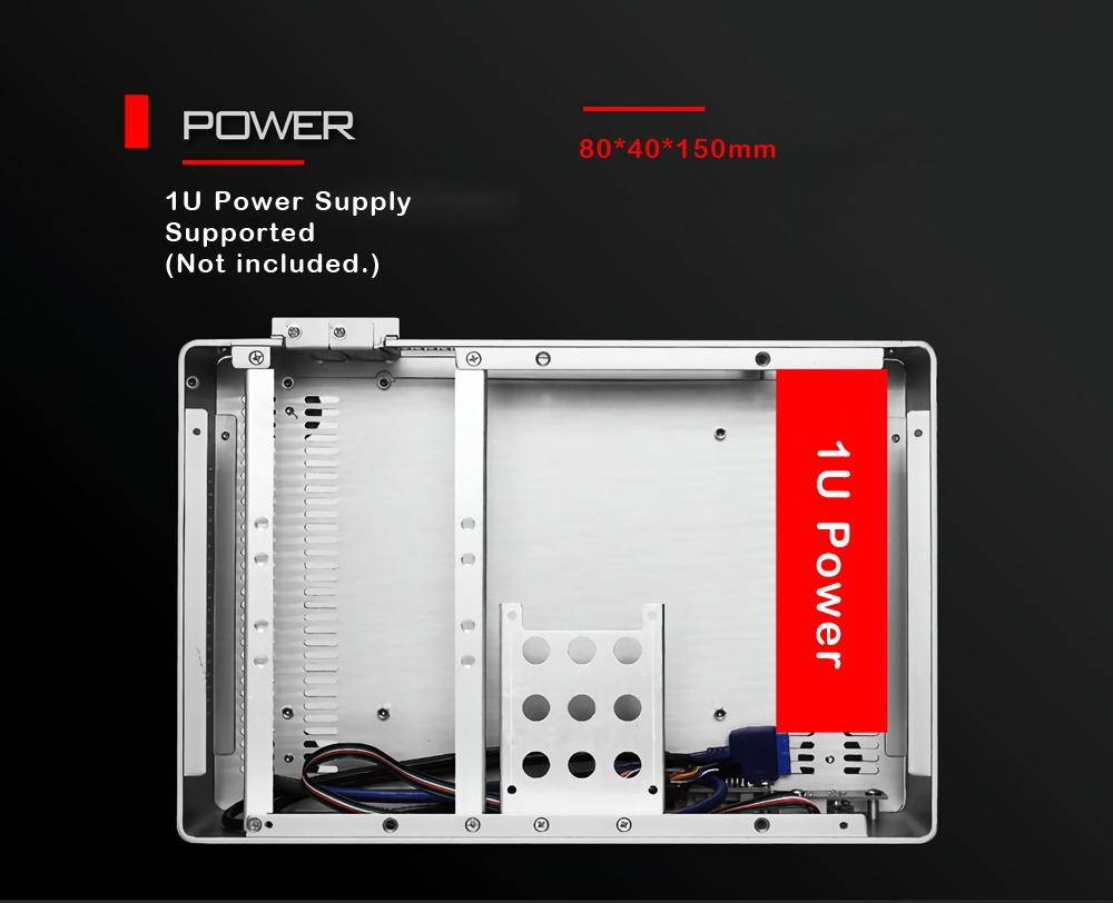 CEMO 9001 Aluminum Alloy Horizontal Type ITX Computer Case HTPC Case Support 1U Flex Power Supply -